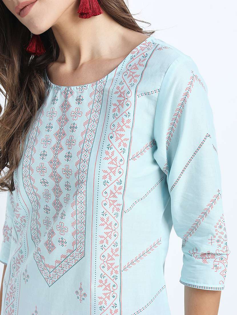 women printed round neck straight kurta - 22499506 -  Standard Image - 1