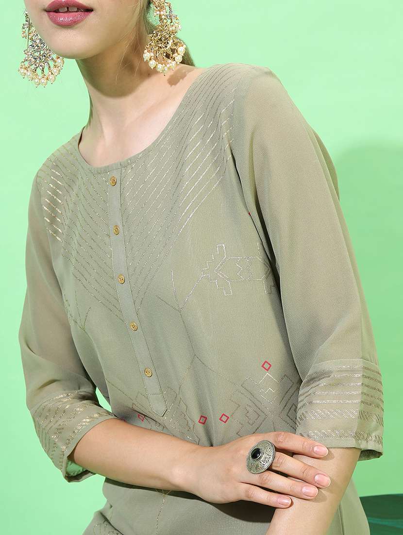 Women Printed Round Neck Straight Kurta - 22499513 -  Standard Image - 1