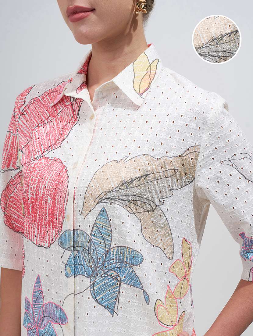 women printed collared straight kurta - 22499561 -  Standard Image - 1