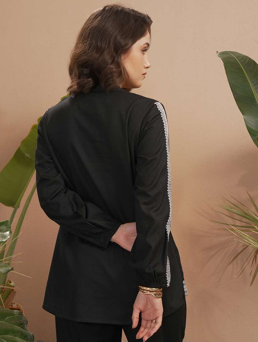 women embroidered long sleeves flared top - 22499563 -  Standard Image - 4