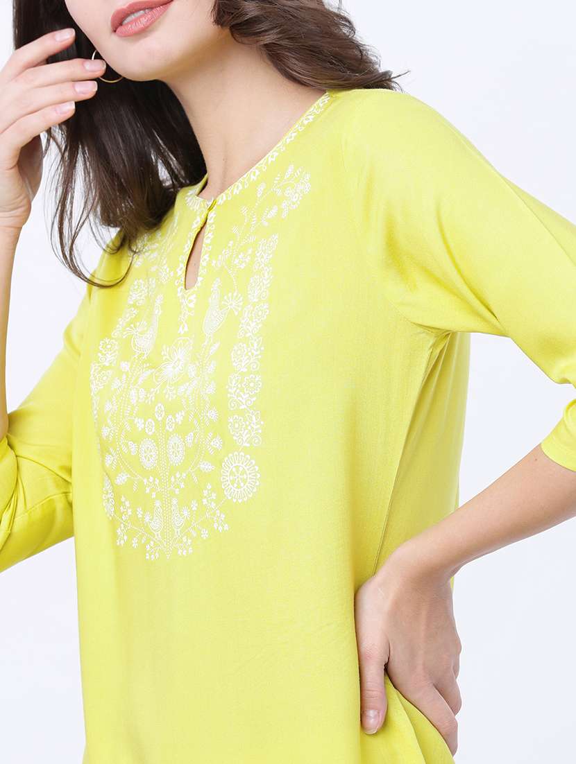 women printed key hole neck kurti - 22499564 -  Standard Image - 1