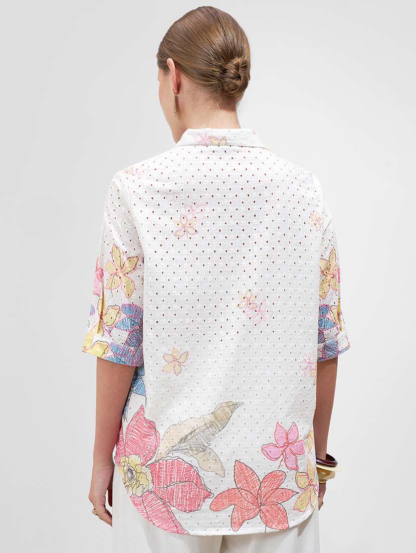 women floral printed three quarter sleeves top - 22499569 -  Standard Image - 4