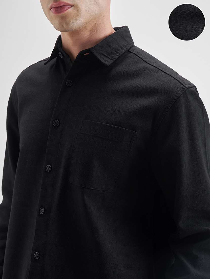 men solid long sleeve regular fit casual shirt - 22499586 -  Standard Image - 1