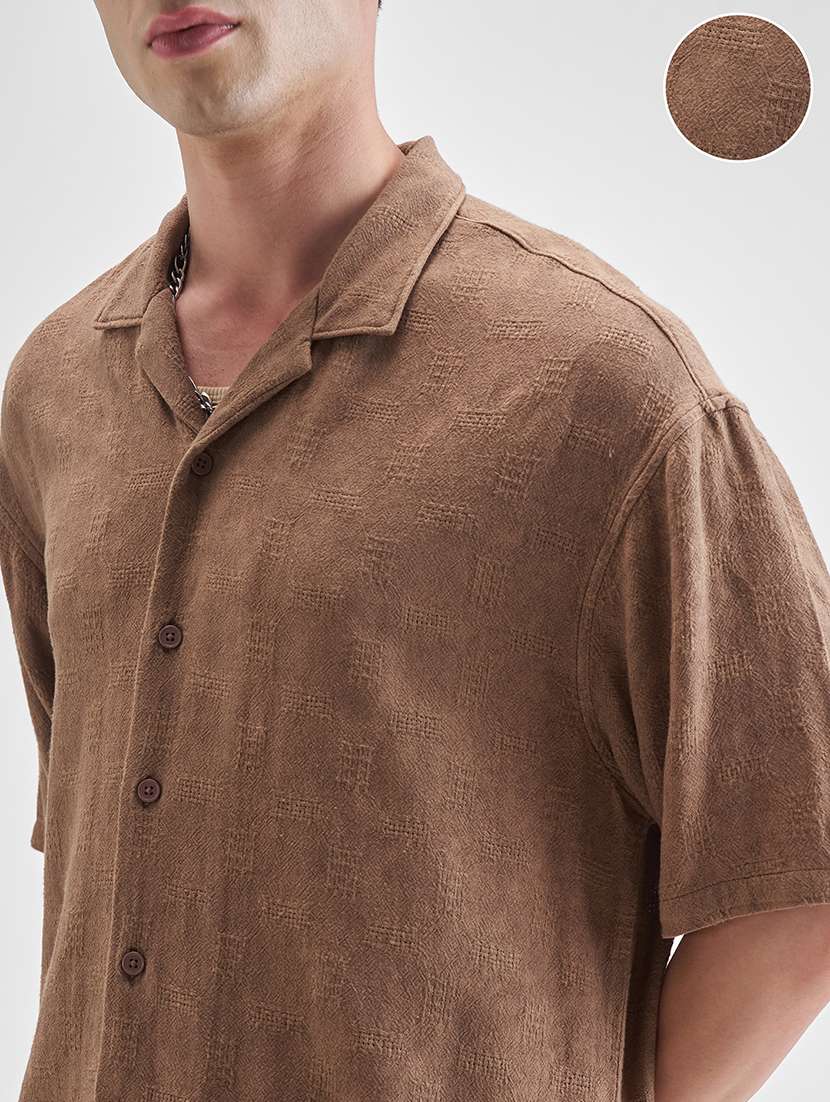 men self design short sleeve loose fit casual shirt - 22499589 -  Standard Image - 1