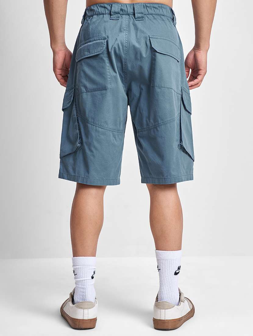men solid mid rise loose fit cargo shorts - 22499611 -  Standard Image - 4