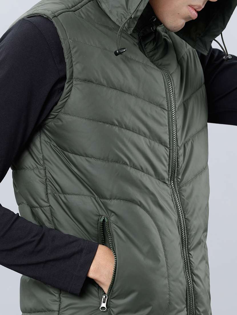 men solid sleeveless regular fit puffer jacket - 22499613 -  Standard Image - 1