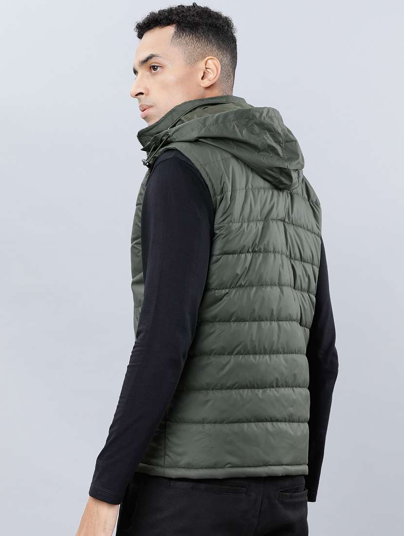 men solid sleeveless regular fit puffer jacket - 22499613 -  Standard Image - 4