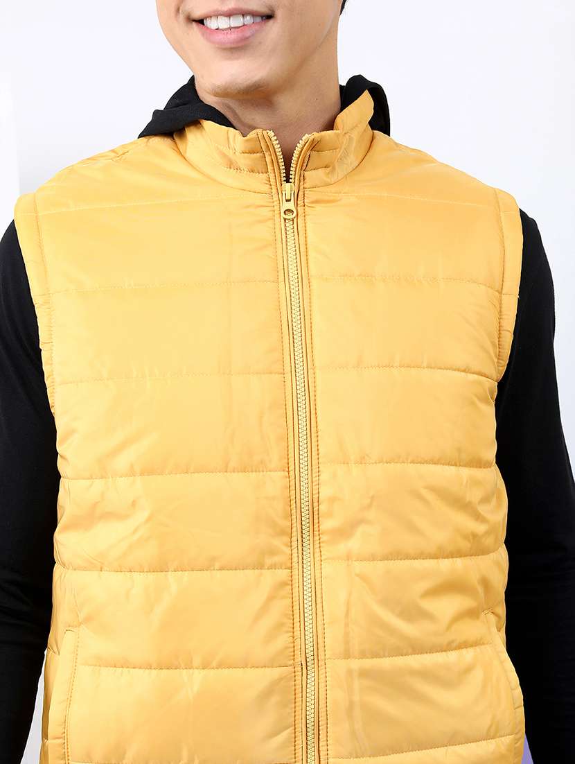 men solid sleeveless regular fit puffer jacket - 22499622 -  Standard Image - 1