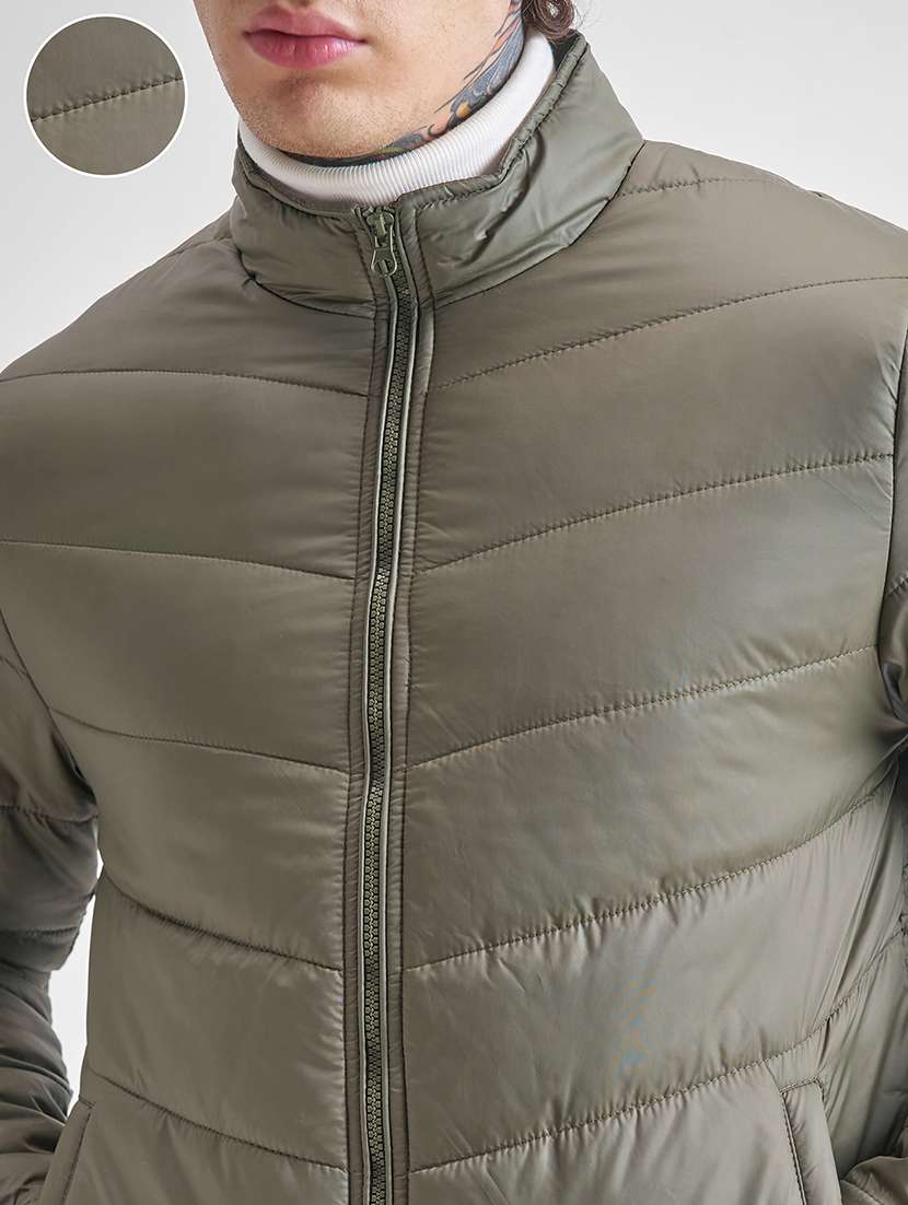 men solid long sleeve regular fit puffer jacket - 22499630 -  Standard Image - 1