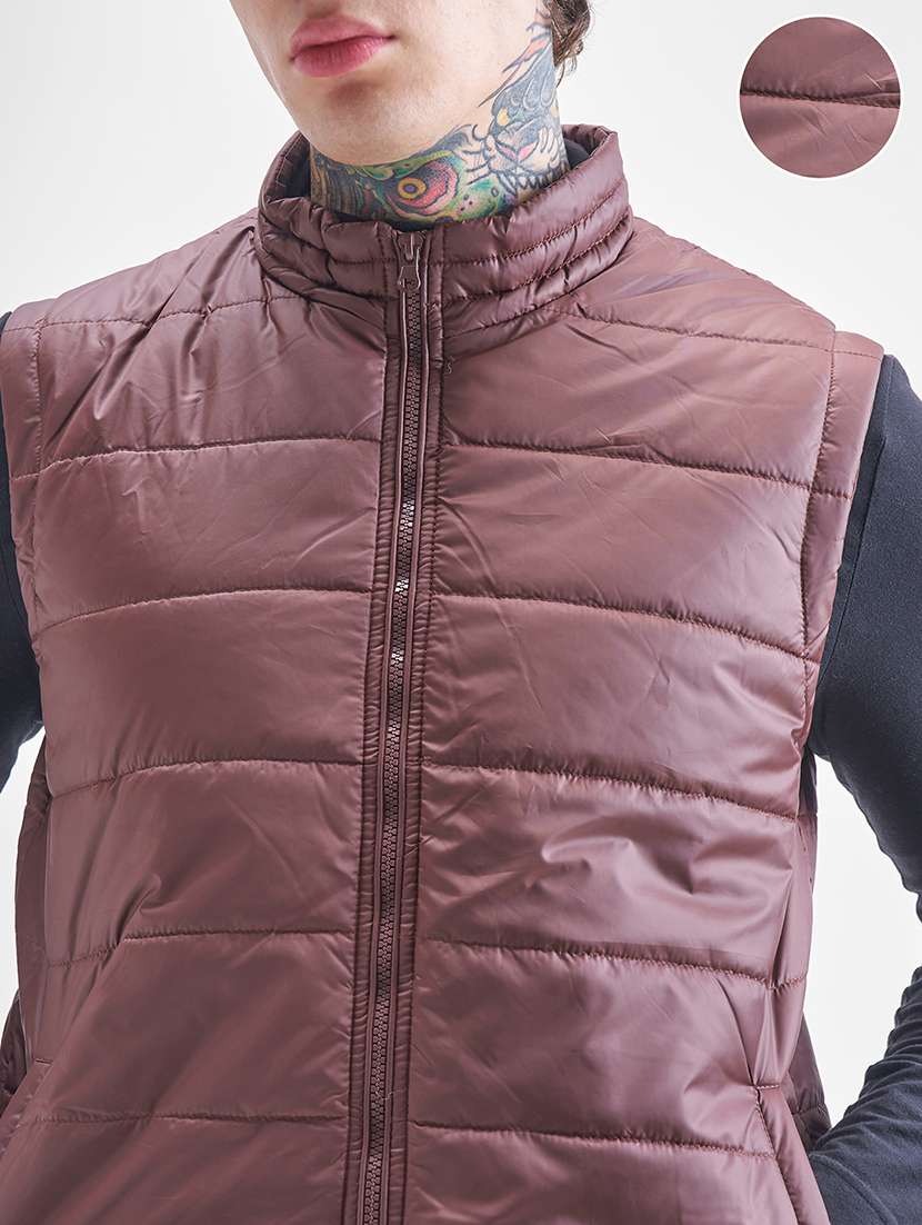 men solid sleeveless regular fit puffer jacket - 22499631 -  Standard Image - 1