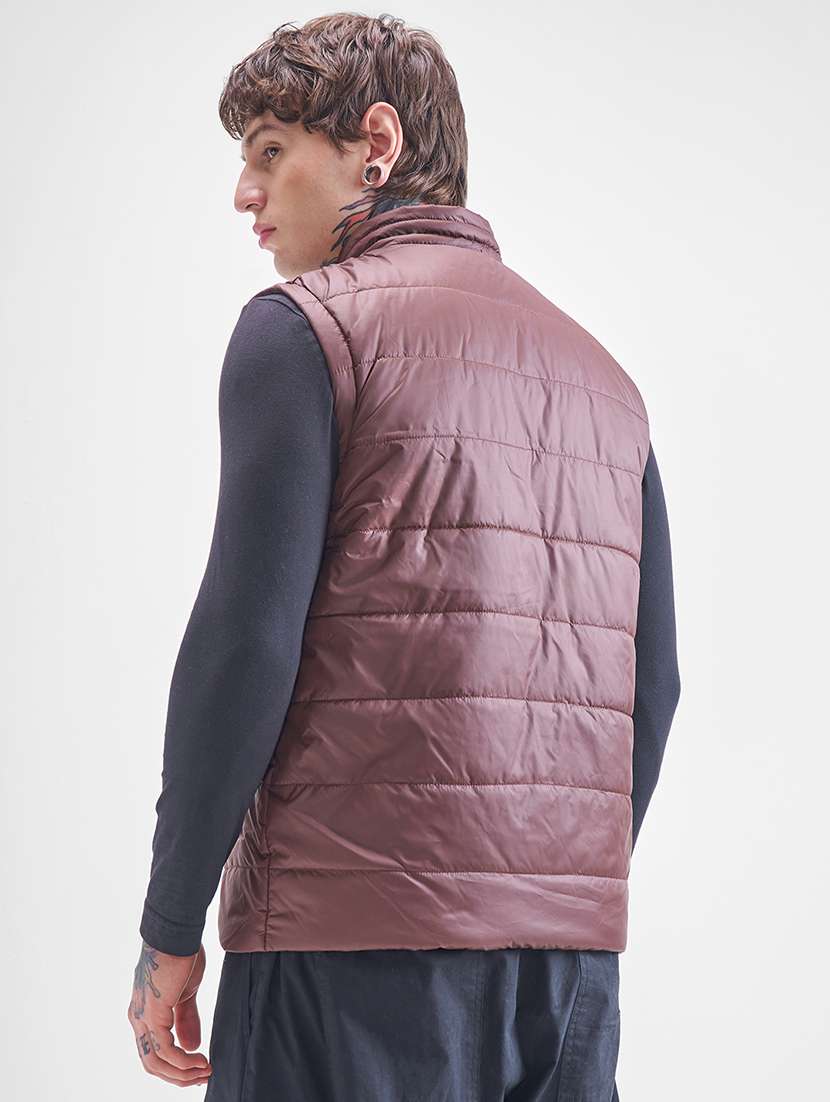 men solid sleeveless regular fit puffer jacket - 22499631 -  Standard Image - 4