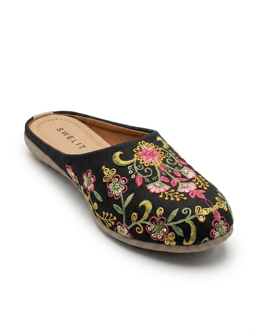 women floral embroidered slip on mules - 22499676 -  Standard Image - 1