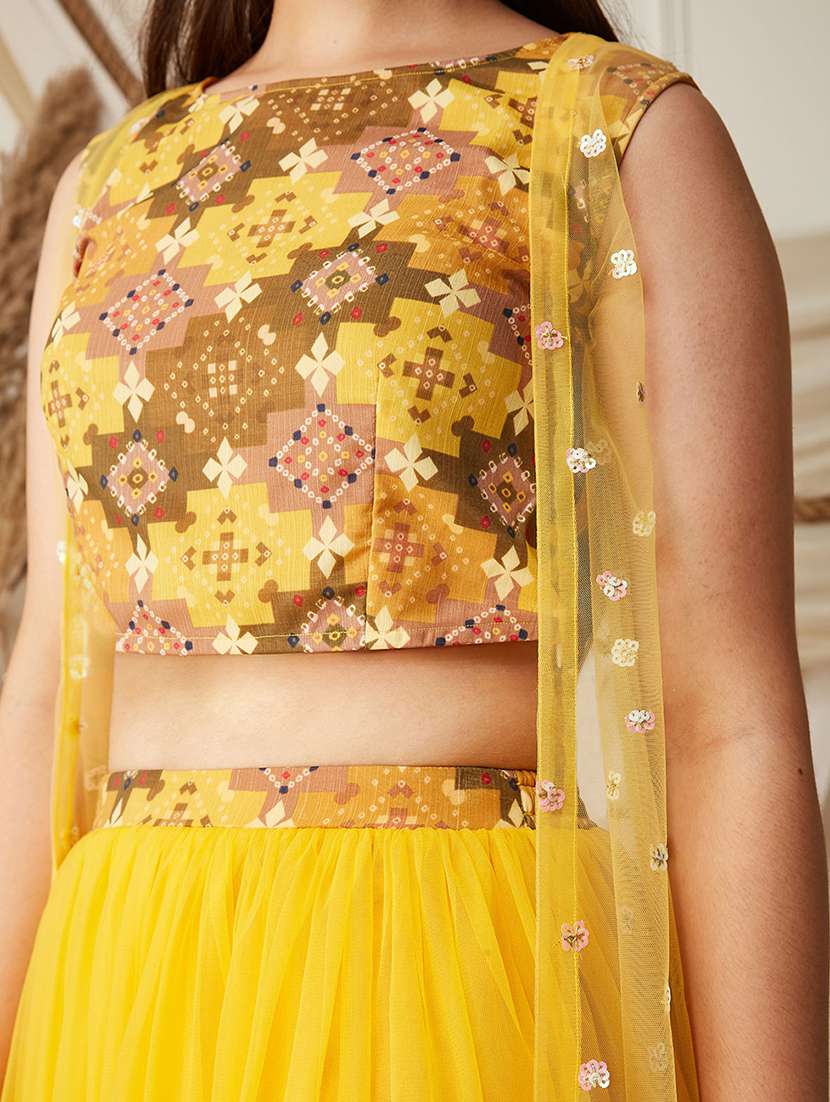 girls solid sleeveless lehenga choli set - 22499698 -  Standard Image - 4