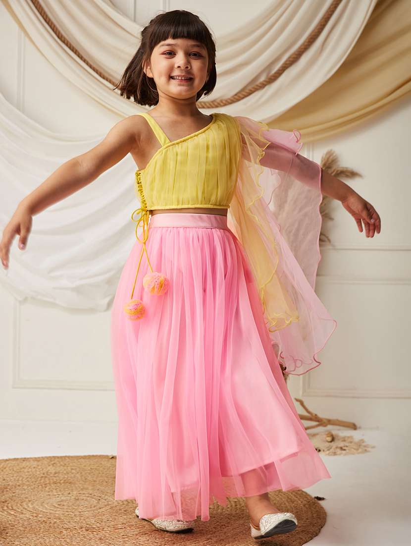 girls solid sleeveless lehenga choli set - 22499699 -  Standard Image - 1
