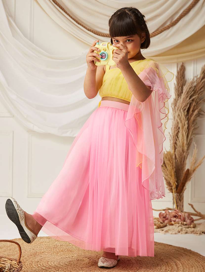 girls solid sleeveless lehenga choli set - 22499699 -  Standard Image - 4