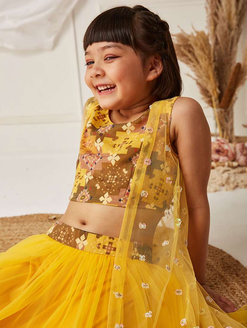 girls solid sleeveless lehenga choli set - 22499700 -  Standard Image - 1