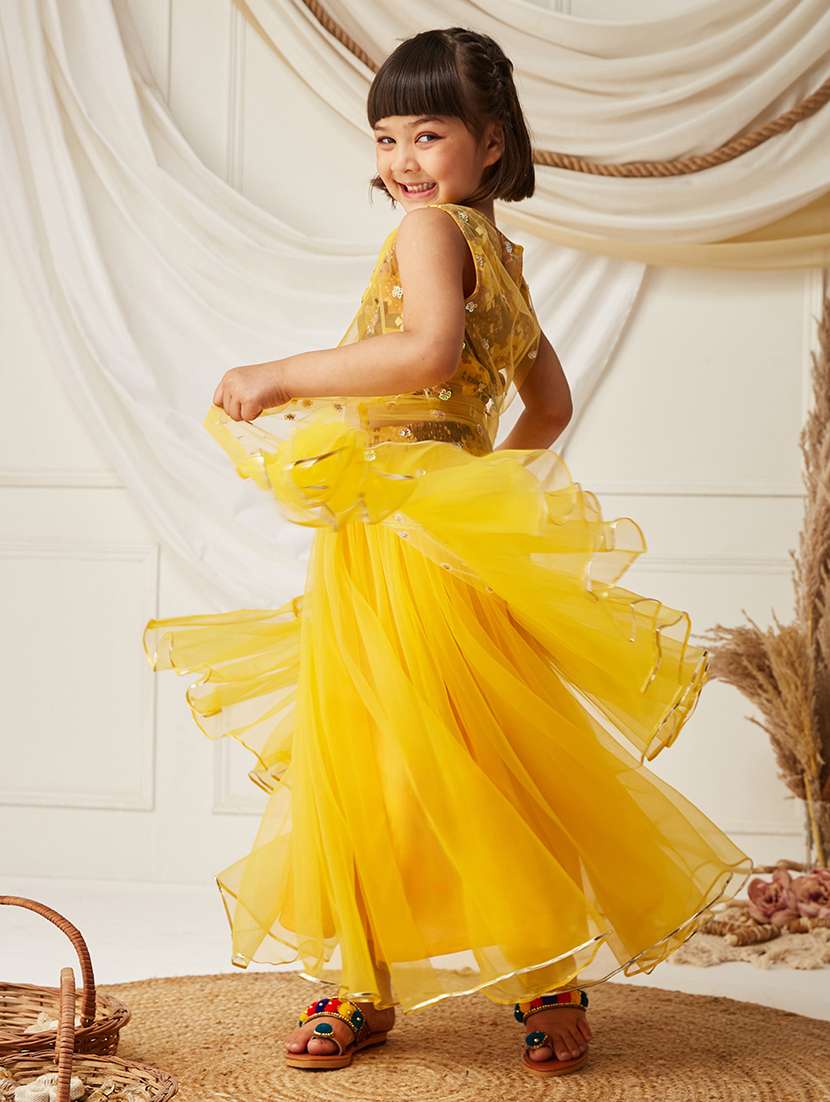 girls solid sleeveless lehenga choli set - 22499700 -  Standard Image - 4