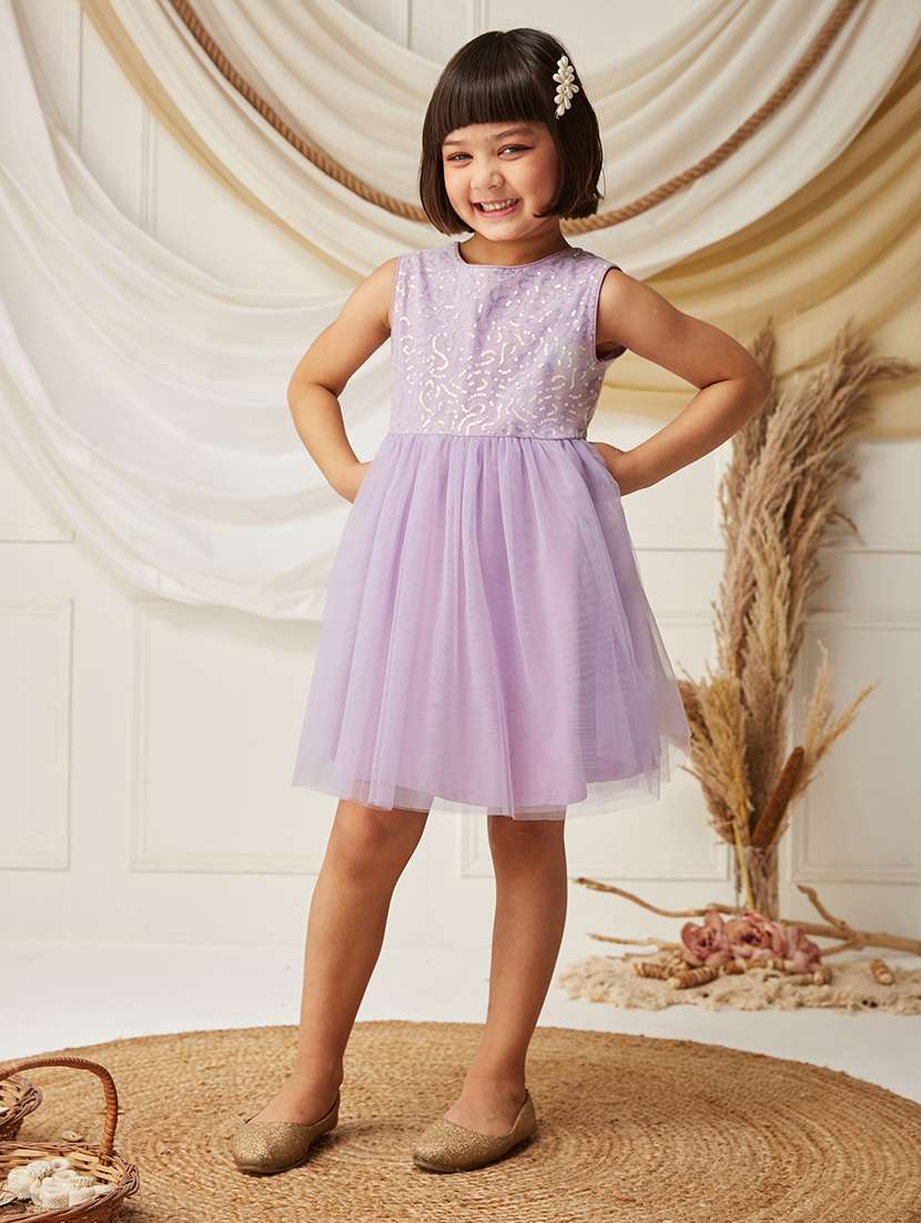 girls sequined sleeveless fit and flare dress