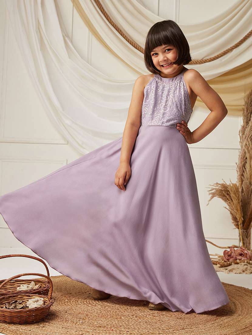 girls sequined sleeveless fit and flare dress