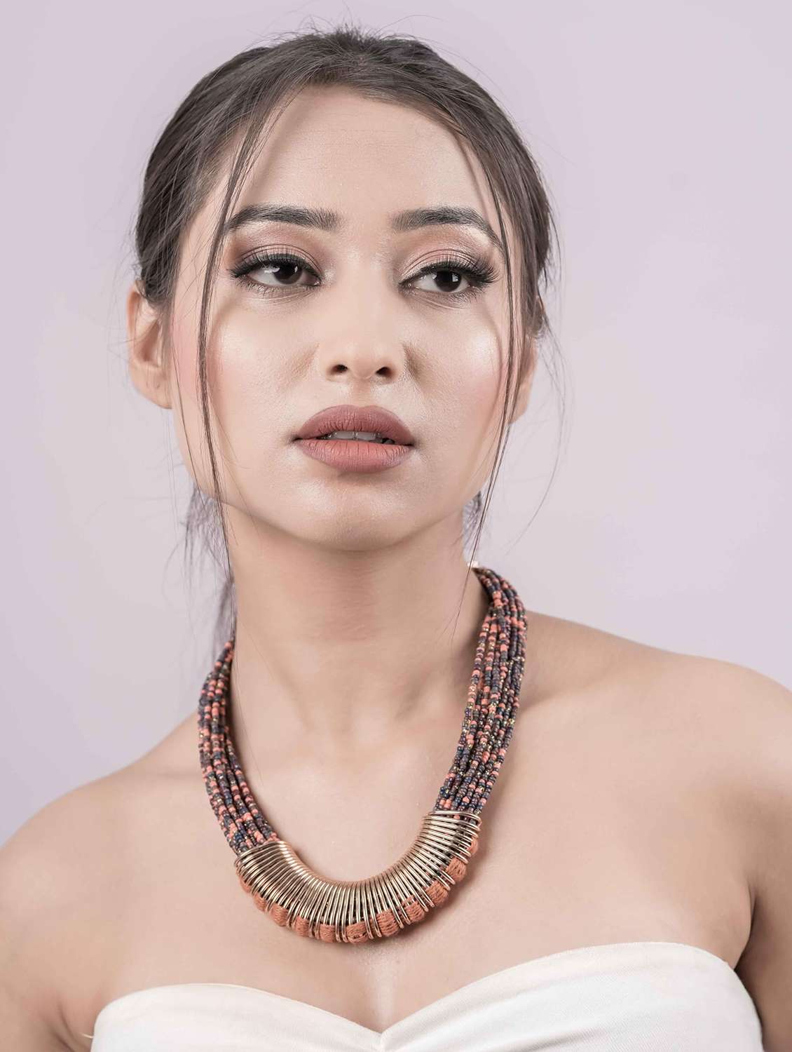 Statement Beads Fabric Metal Necklace Multicolor - 22499740 -  Standard Image - 1
