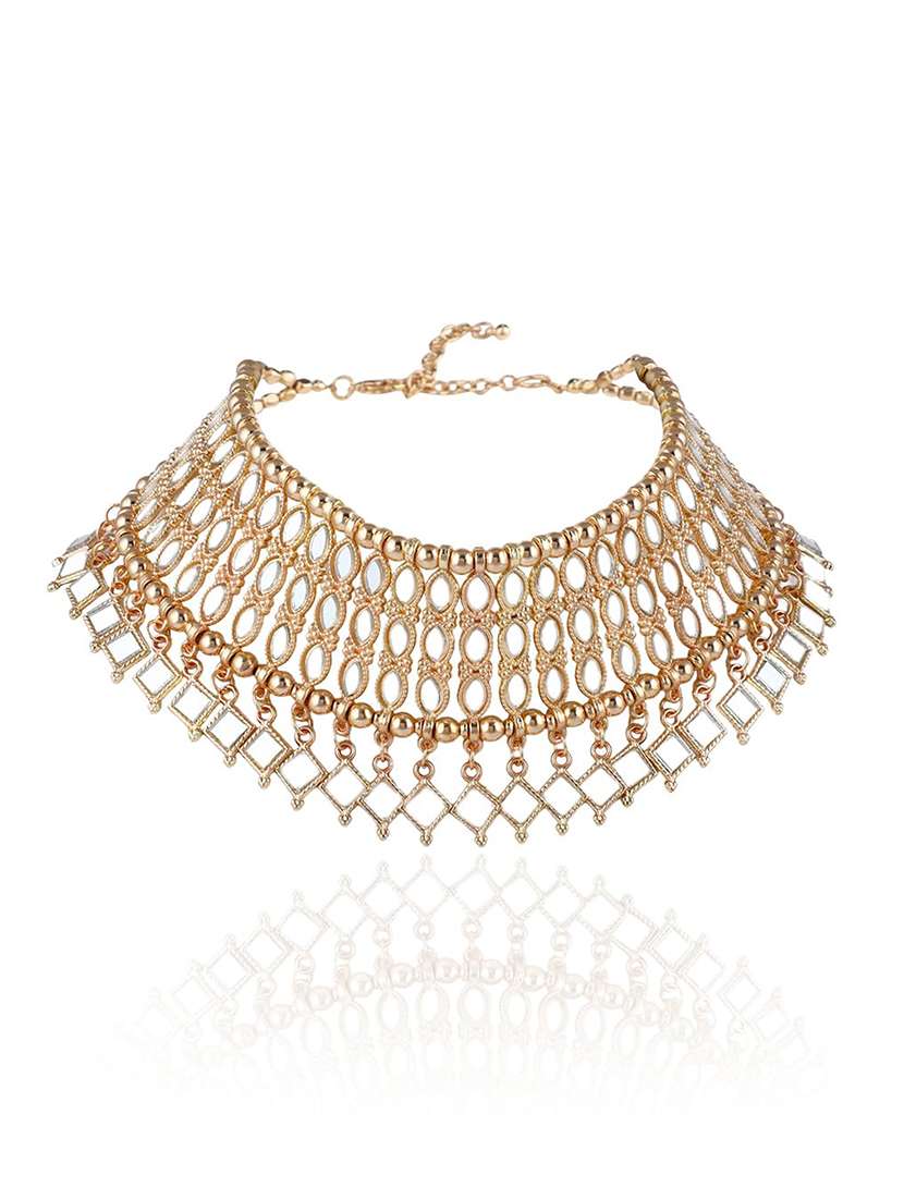  golden mirror beads choker necklace - 22499744 -  Standard Image - 4