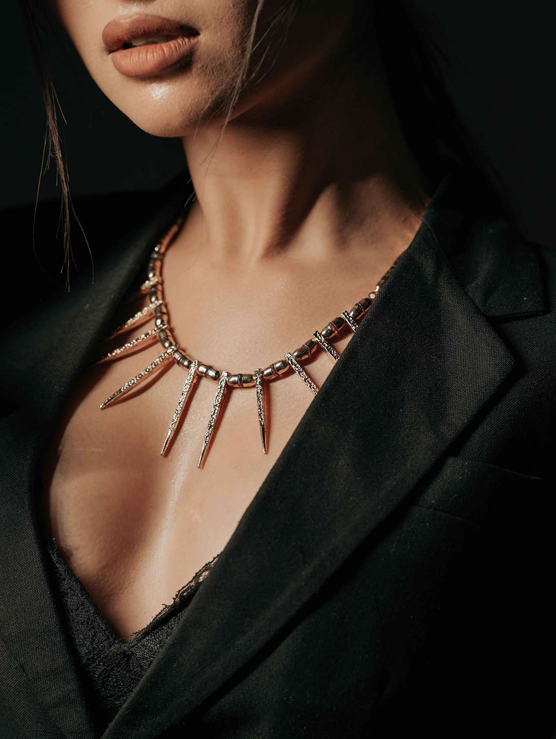 gold plated statement beaded spike necklace for women - 22499745 -  Standard Image - 1