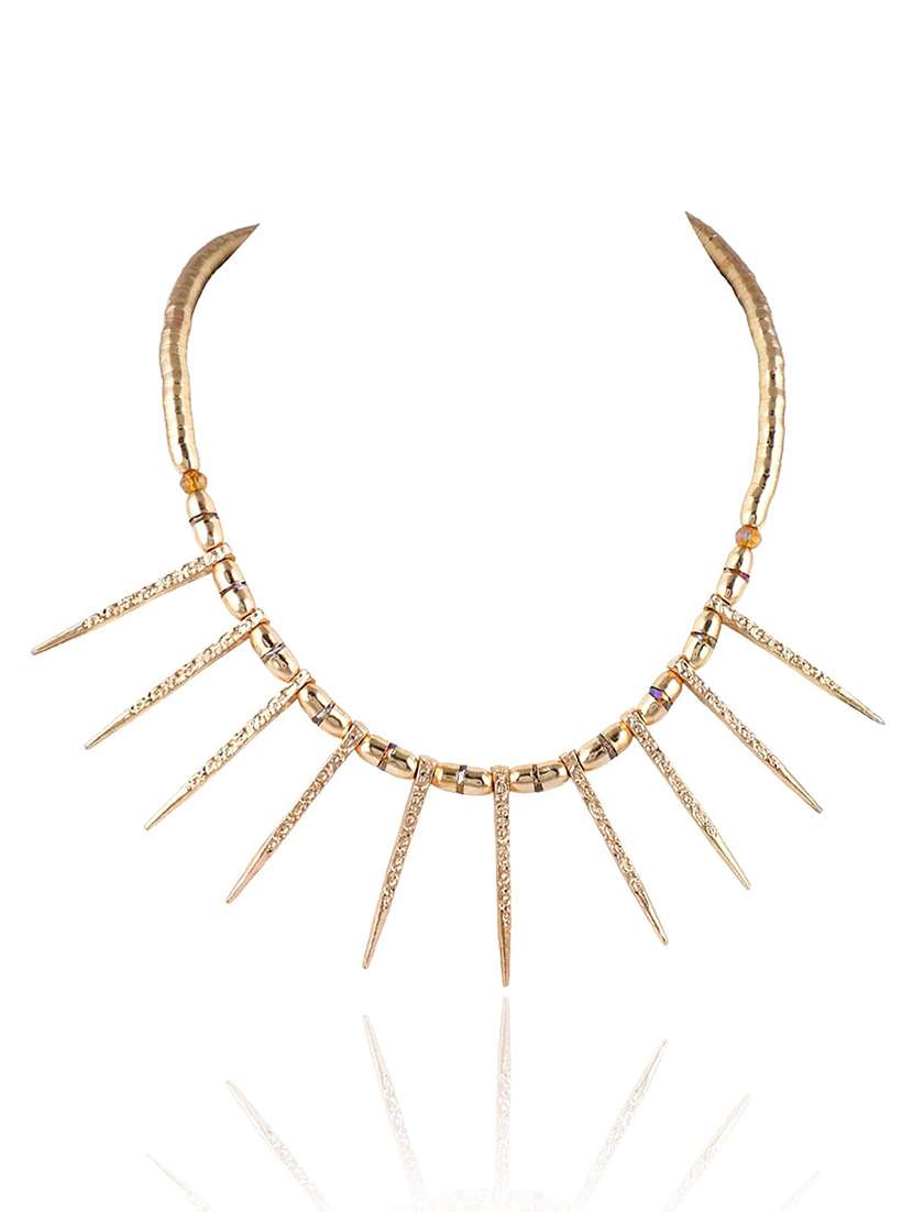 gold plated statement beaded spike necklace for women - 22499745 -  Standard Image - 4