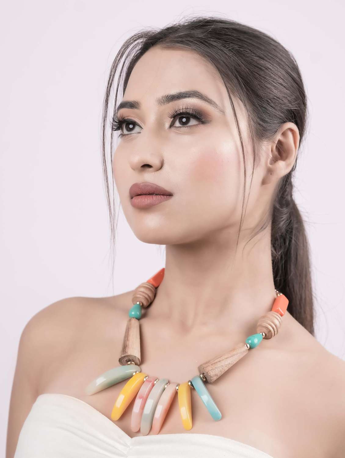 multicolor wood & resin beads necklace boho statement necklace - 22499752 -  Standard Image - 1