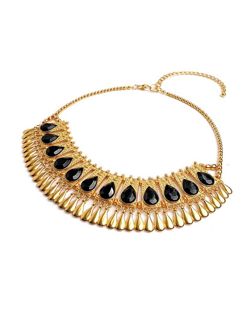 gold plated brass metal & cut beads statement choker necklace for women - 22499753 -  Standard Image - 4