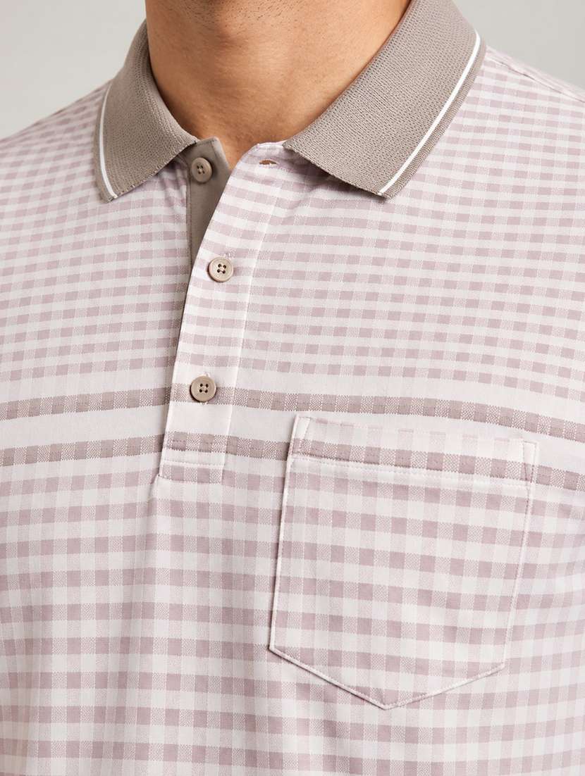 men checkered short sleeve regular fit polo t-shirt - 22499758 -  Standard Image - 1