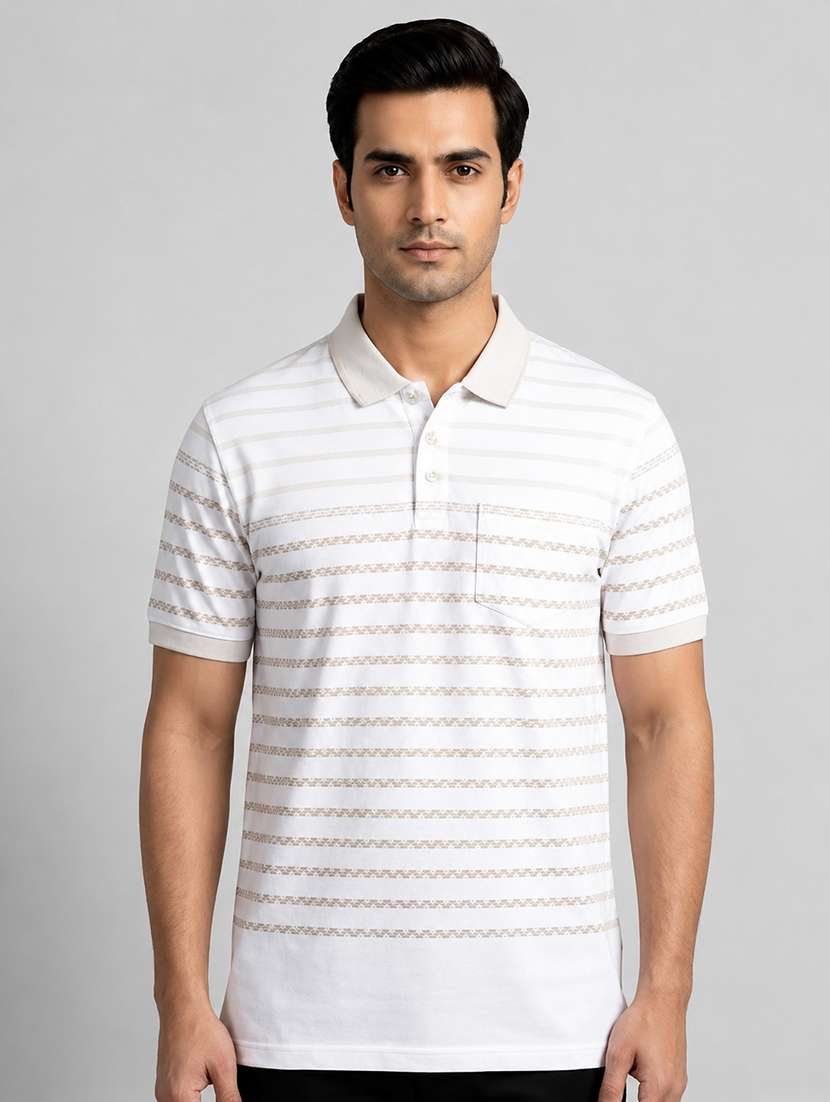 men striped short sleeve regular fit polo t-shirt