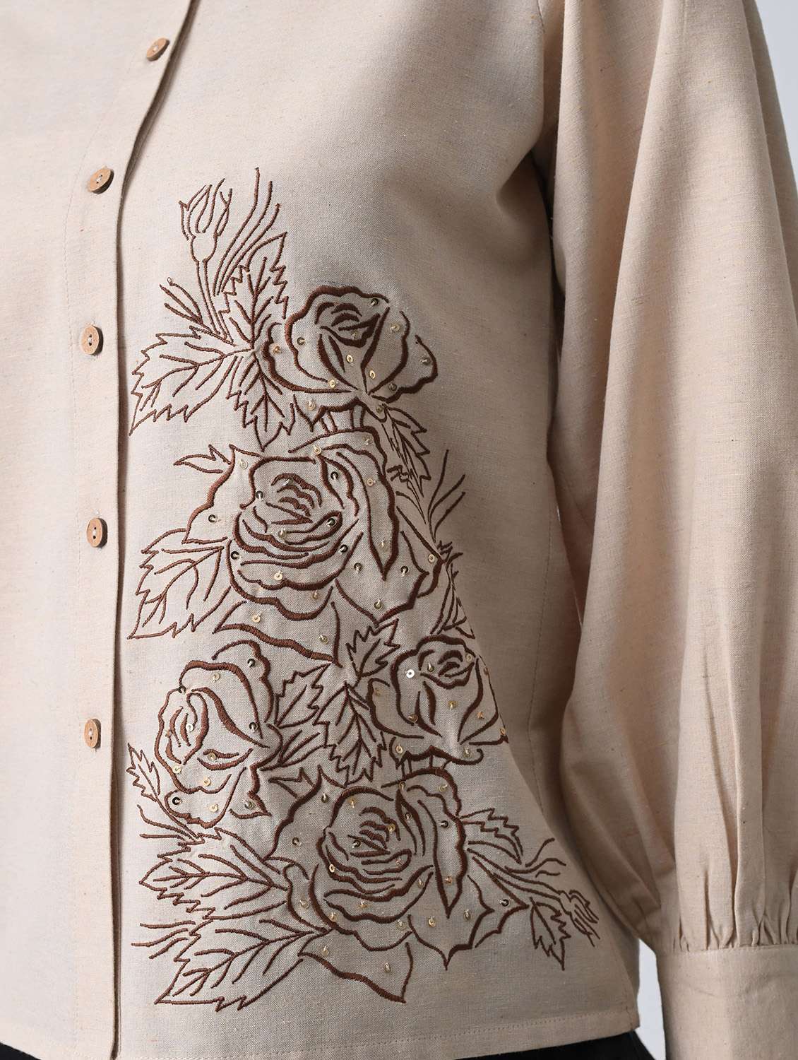 women embroidered puff sleeves regular fit shirt - 22499780 -  Standard Image - 1