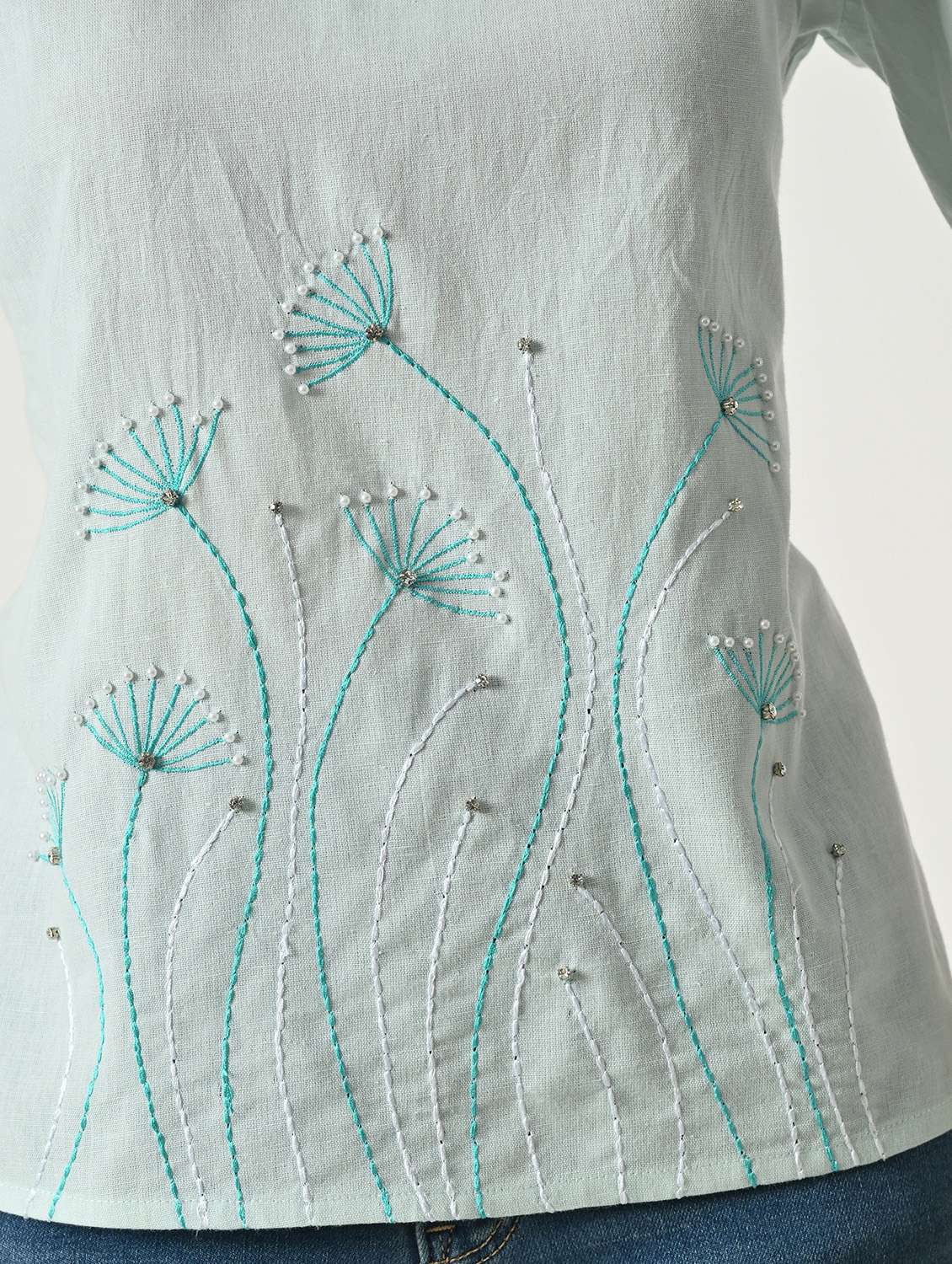 women embroidered short sleeves regular fit top - 22499781 -  Standard Image - 1