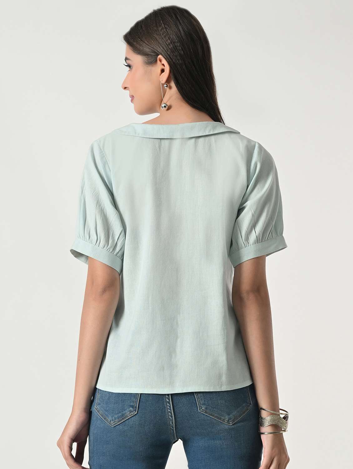 women embroidered short sleeves regular fit top - 22499781 -  Standard Image - 4