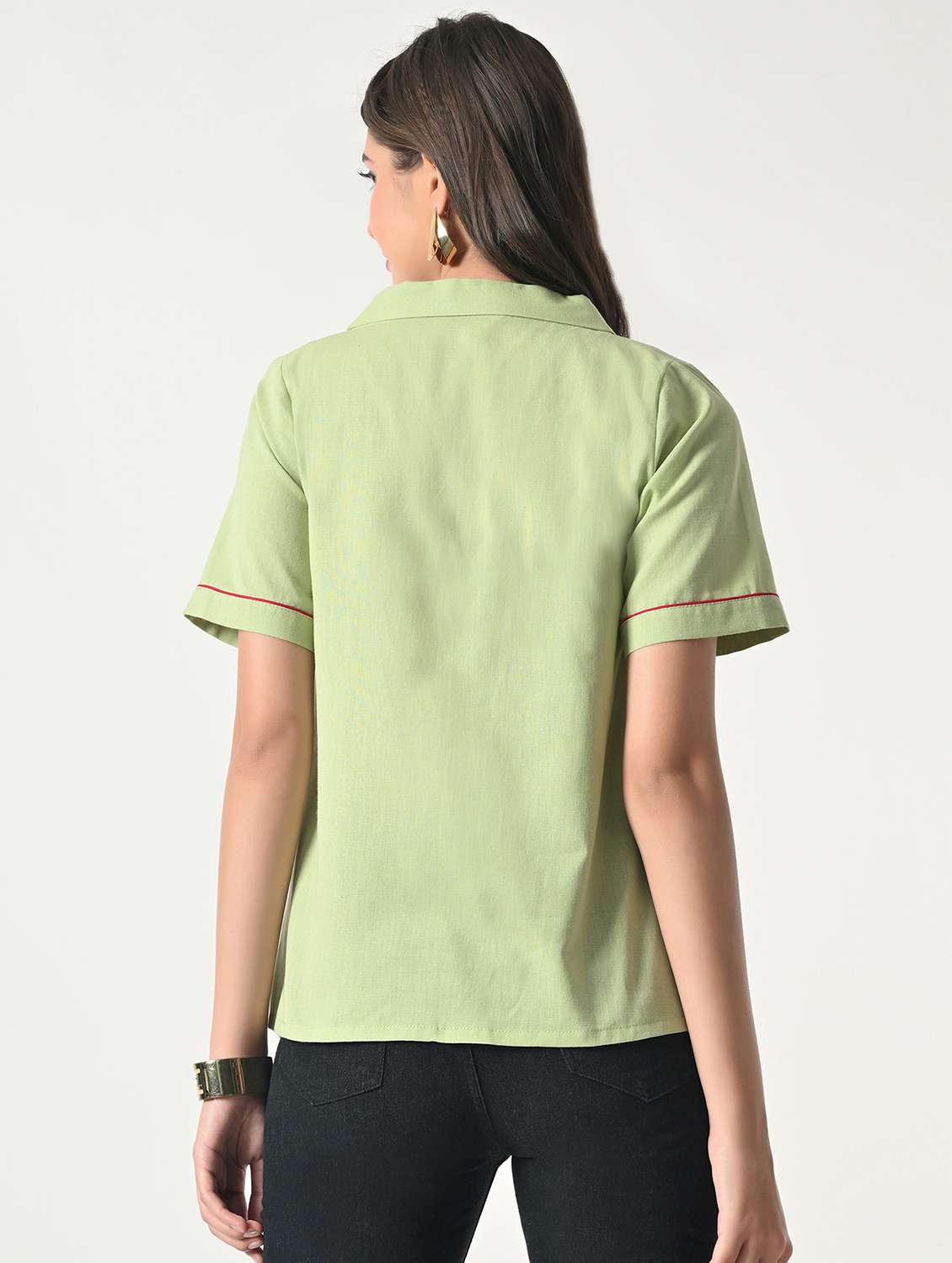 women embroidered short sleeves regular shirt - 22499782 -  Standard Image - 4