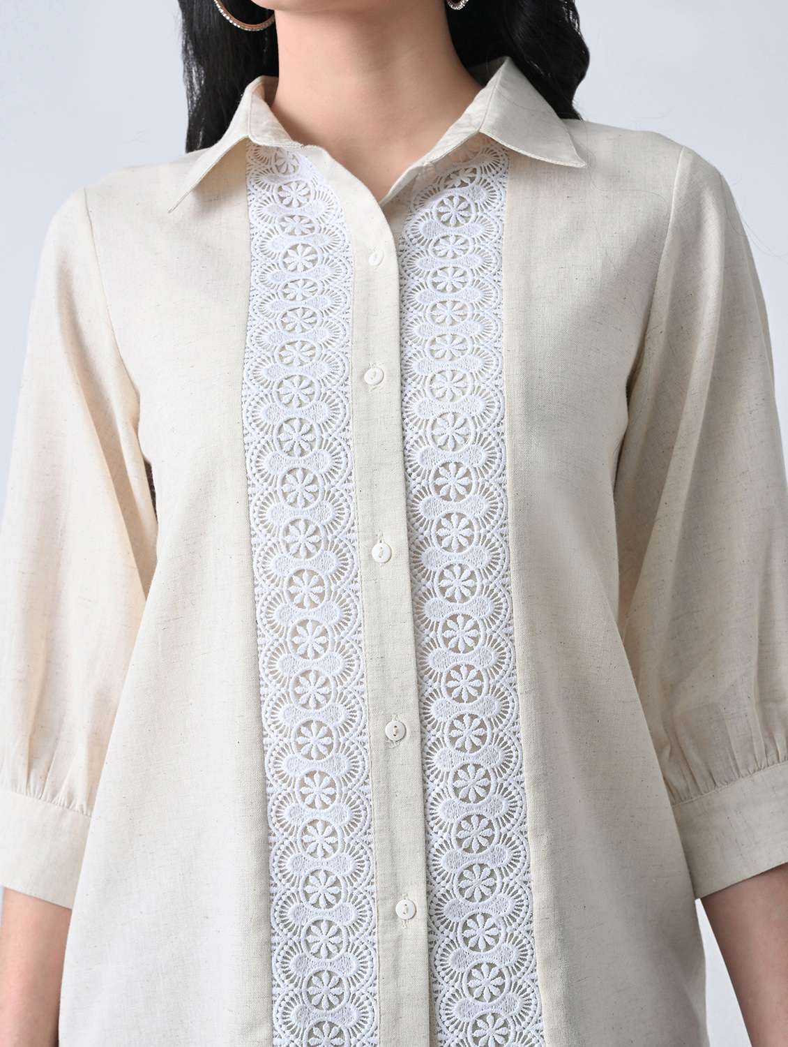 women solid with work collared regular shirt - 22499785 -  Standard Image - 1