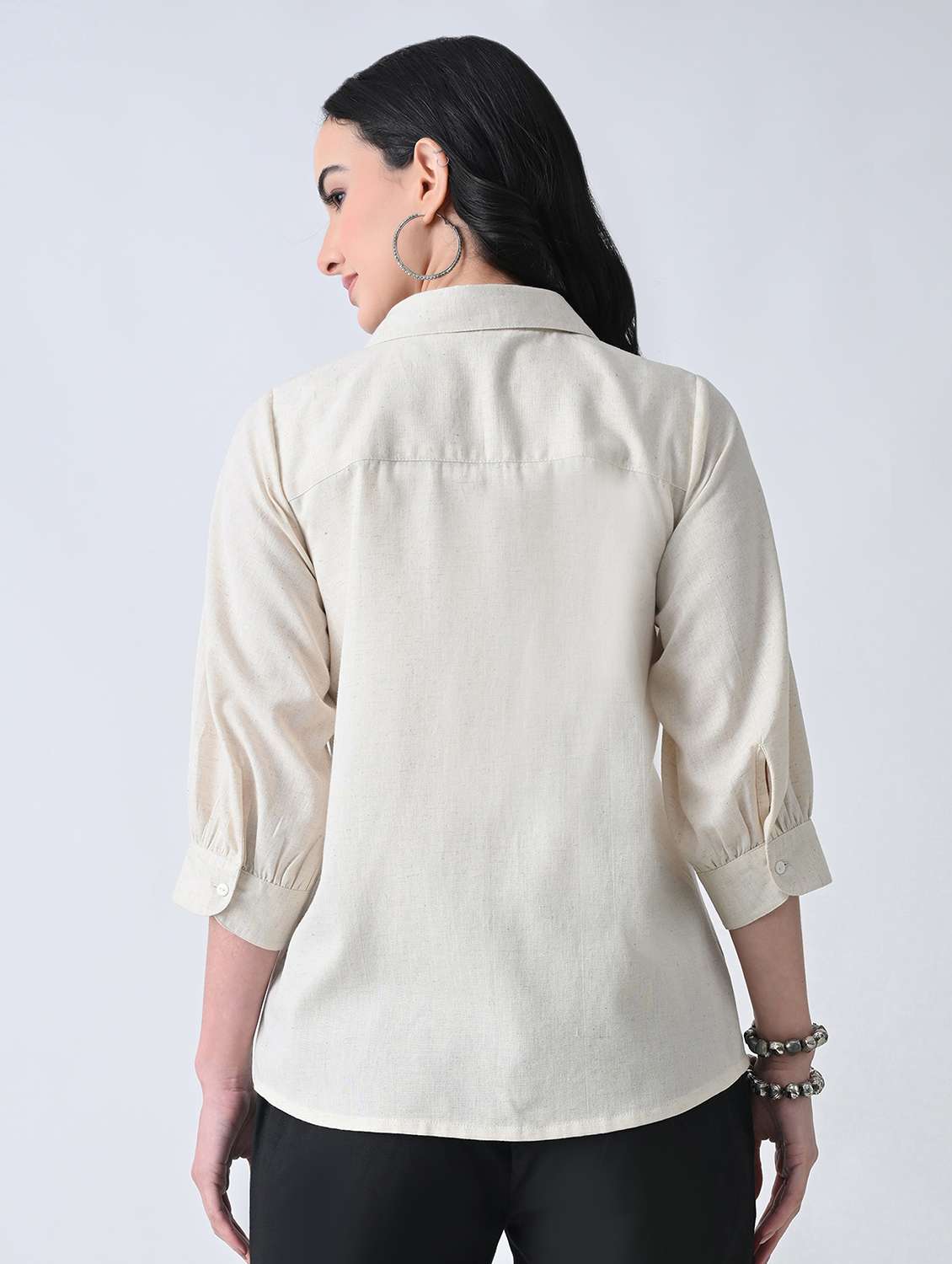 women solid with work collared regular shirt - 22499785 -  Standard Image - 4