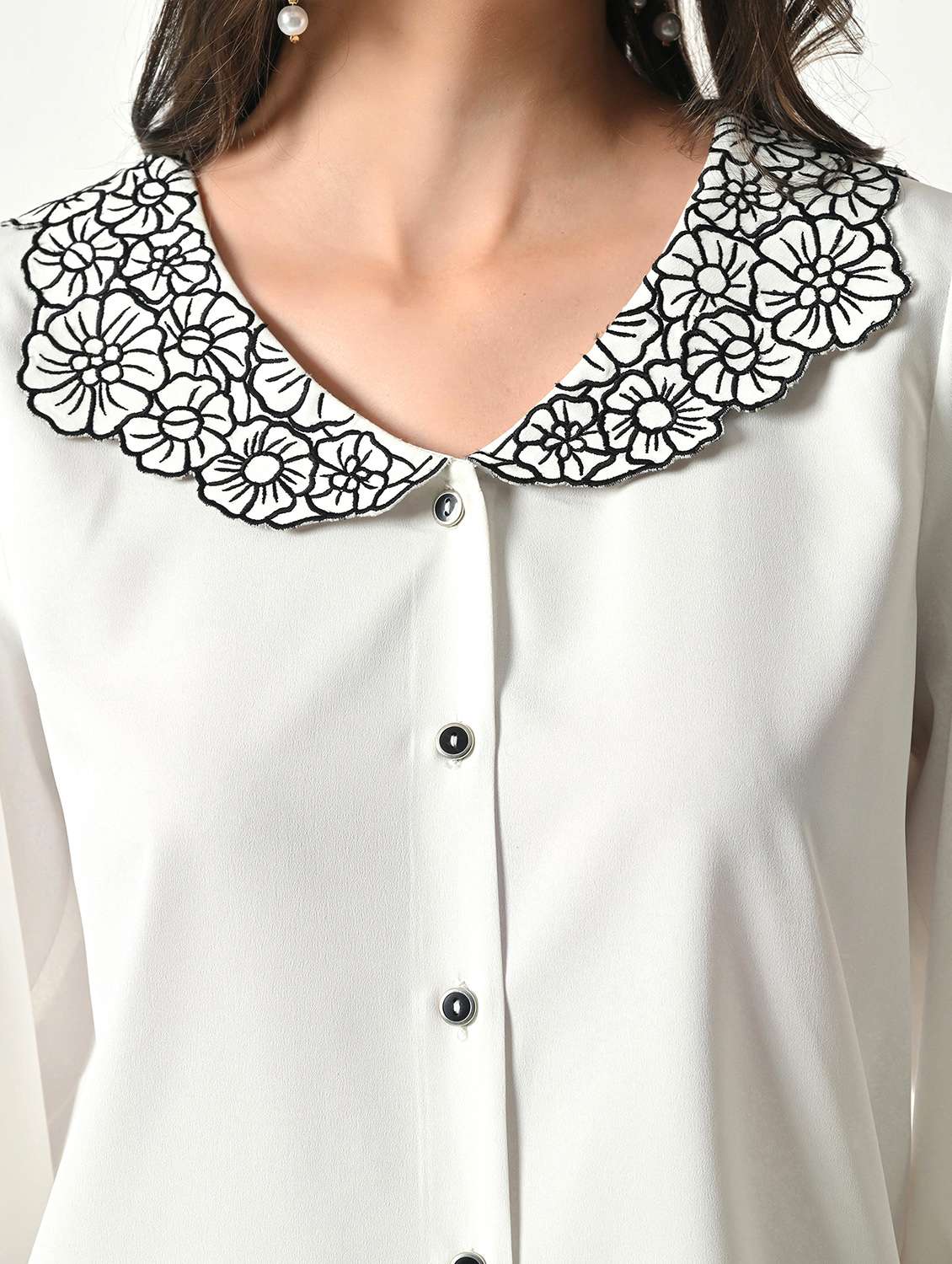 women embroidered peter pan collar shirt - 22499787 -  Standard Image - 1