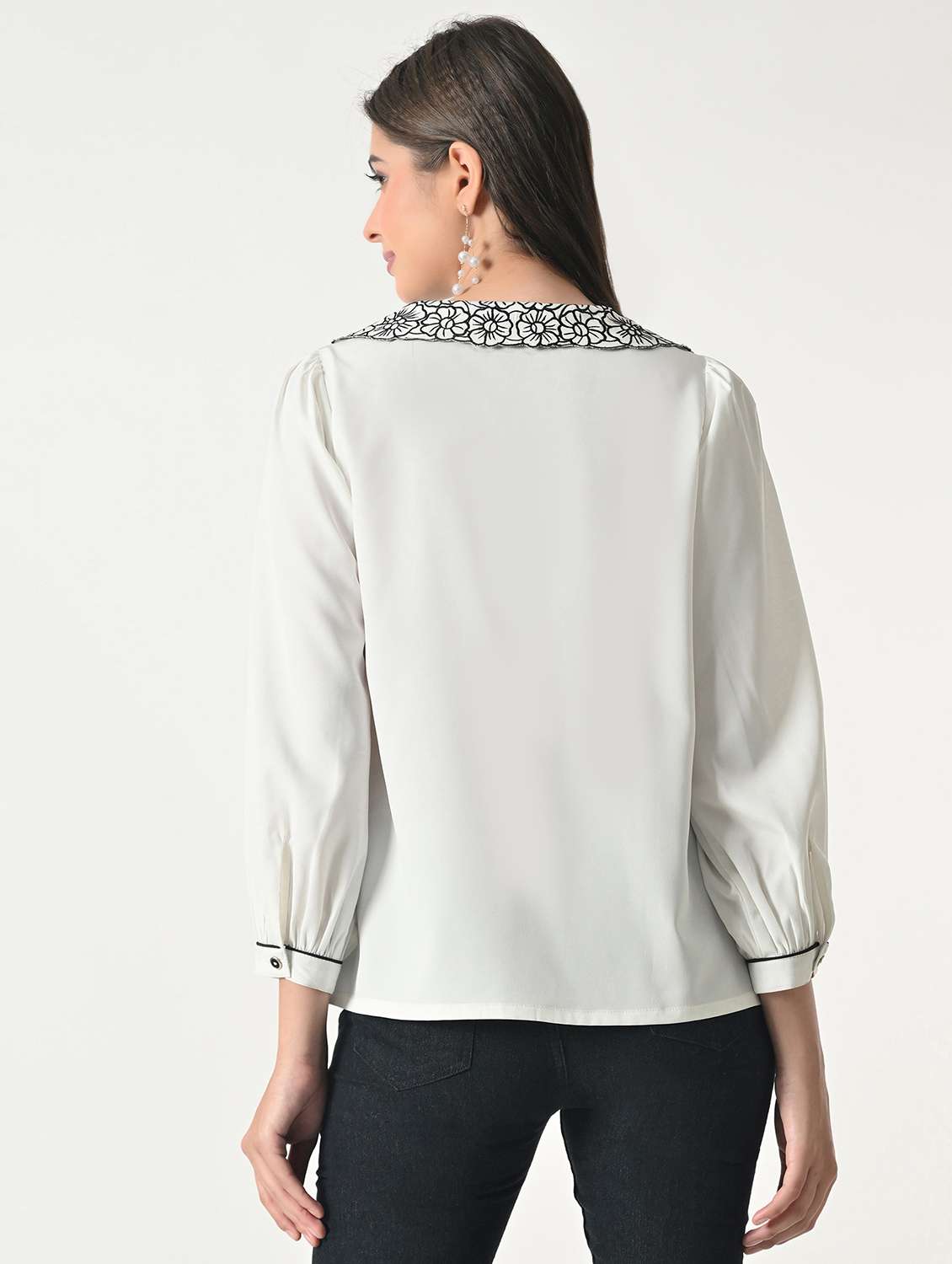 women embroidered peter pan collar shirt - 22499787 -  Standard Image - 4