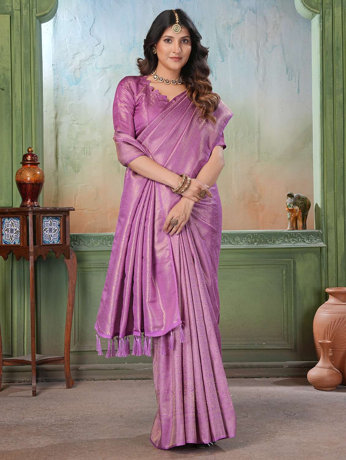women self design kanjivaram saree with blouse - 22499856 -  Standard Image - 4