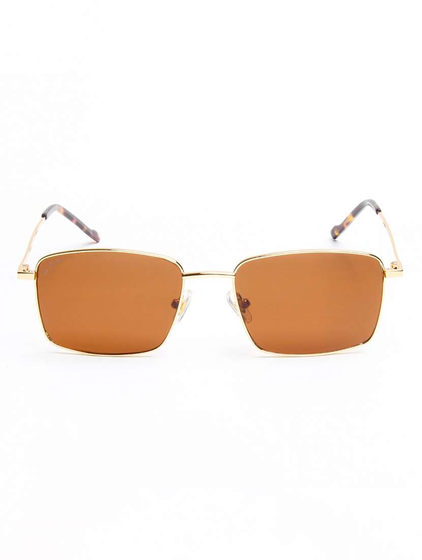 ted smith unisex brown lens & gold-toned rectangle sunglasses with - 22499950 -  Standard Image - 1