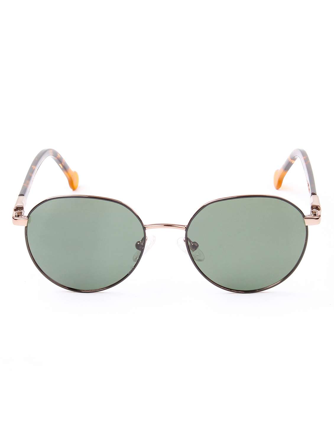 ted smith unisex round metal gold black-green sunglasses with polarized lenses - 22499976 -  Standard Image - 1