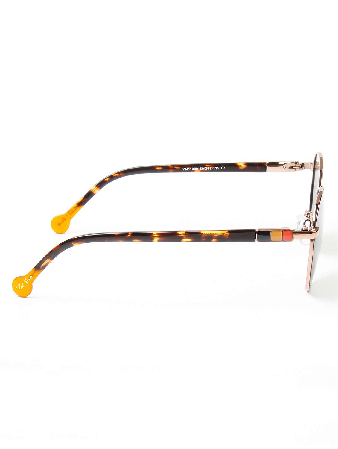 ted smith unisex round metal gold black-green sunglasses with polarized lenses - 22499976 -  Standard Image - 4
