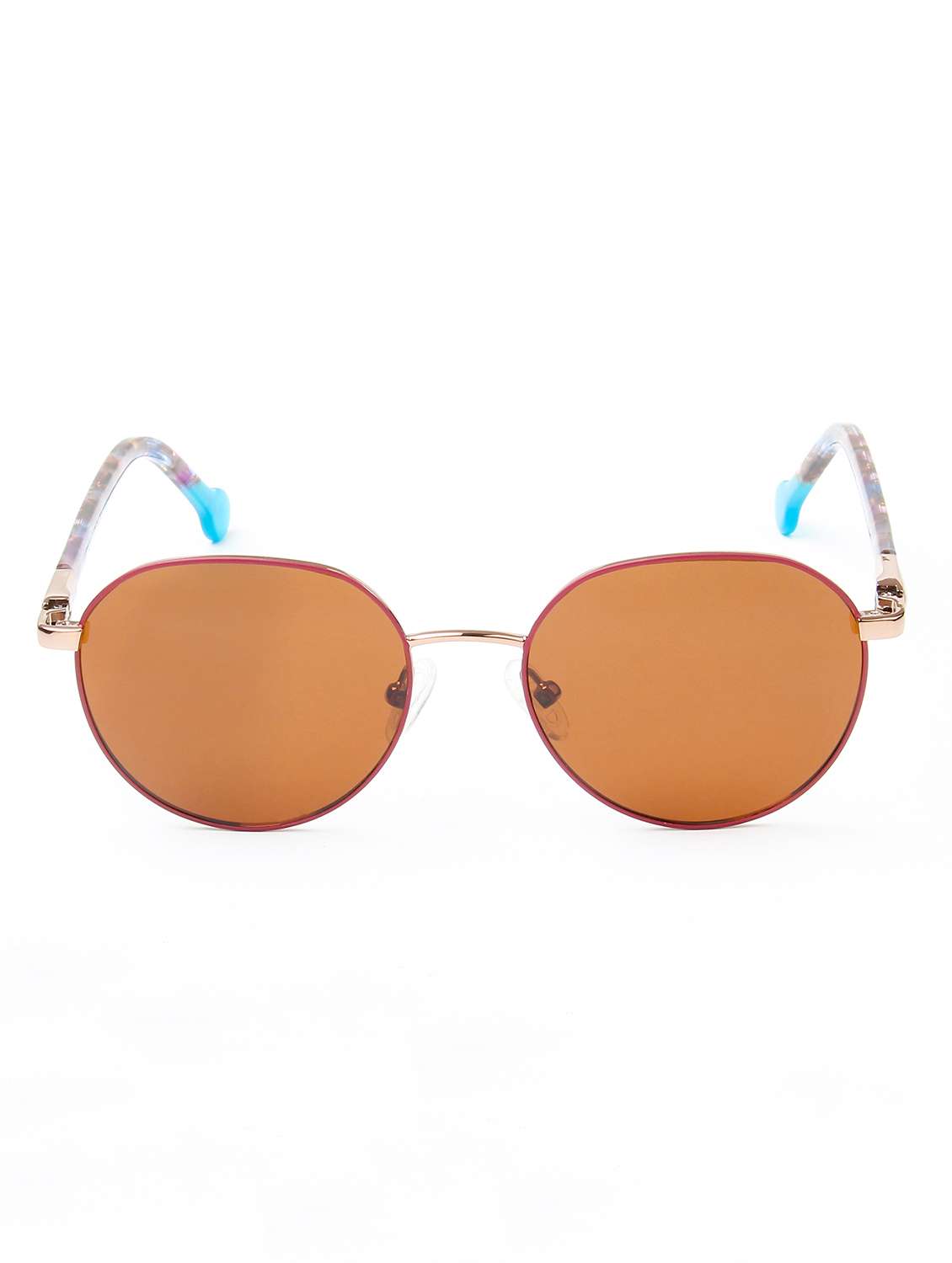 ted smith unisex round metal gold red-brown sunglasses with polarized lenses - 22499977 -  Standard Image - 1
