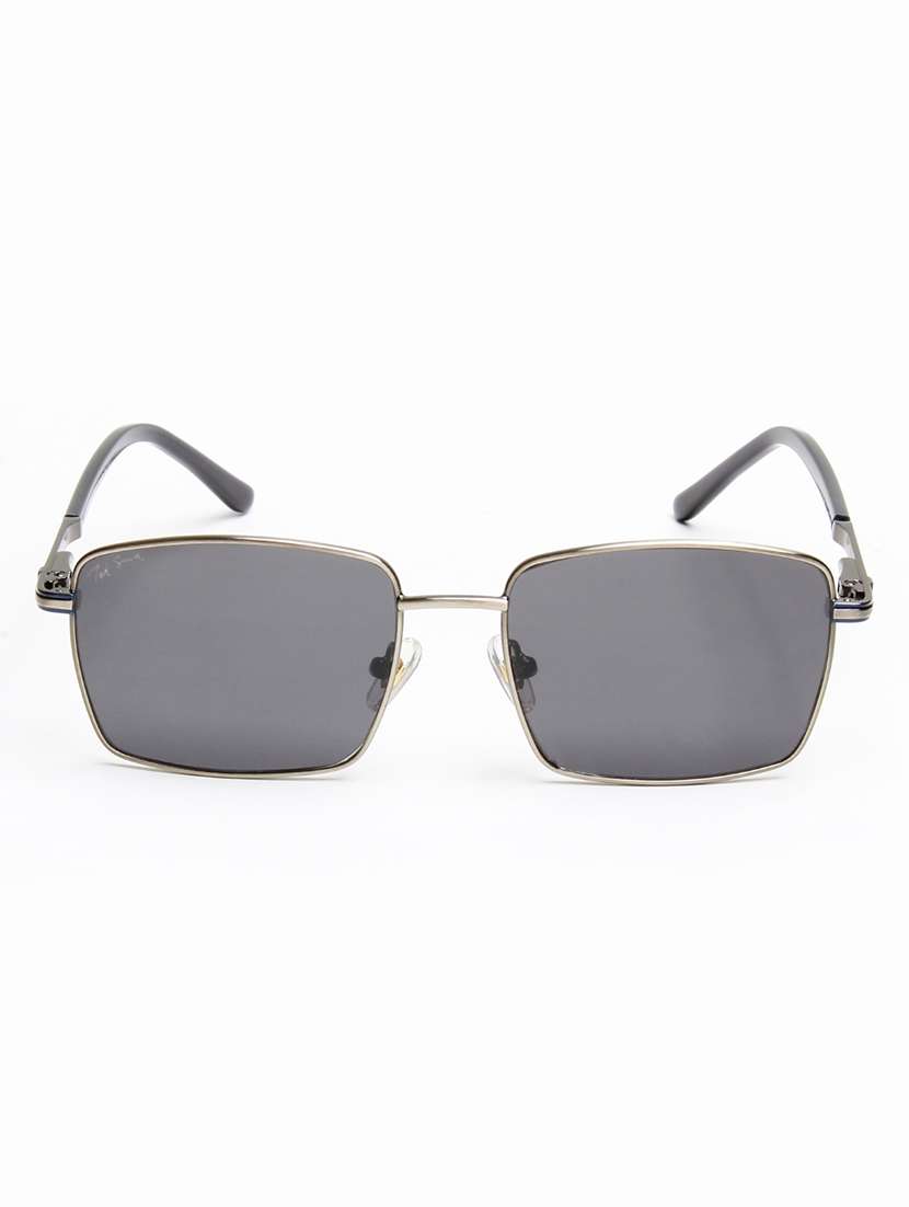 ted smith unisex black lens & silver-toned rectangle sunglasses with - 22500010 -  Standard Image - 1