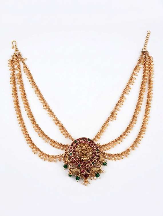 handcrafted temple antique jada billai with mattal - 22500020 -  Standard Image - 1