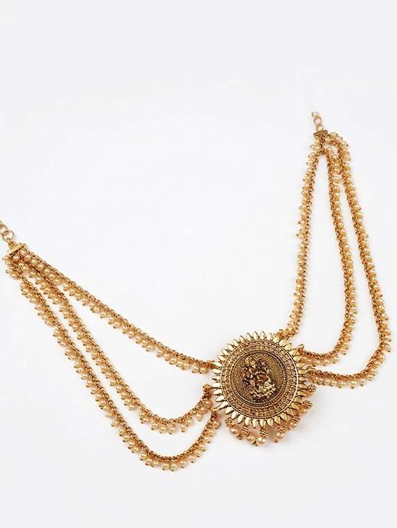 classic antique temple jada billa with mattal - 22500021 -  Standard Image - 1