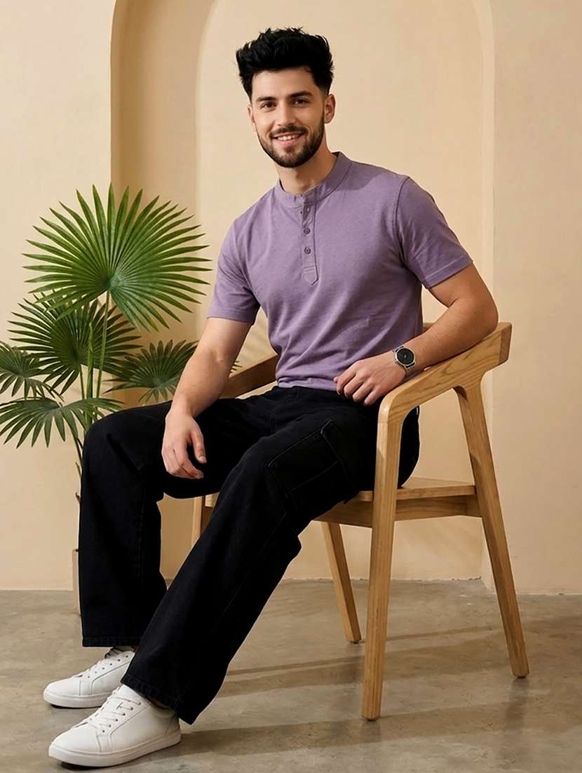 men solid short sleeve regular fit t-shirt - 22500027 -  Standard Image - 4