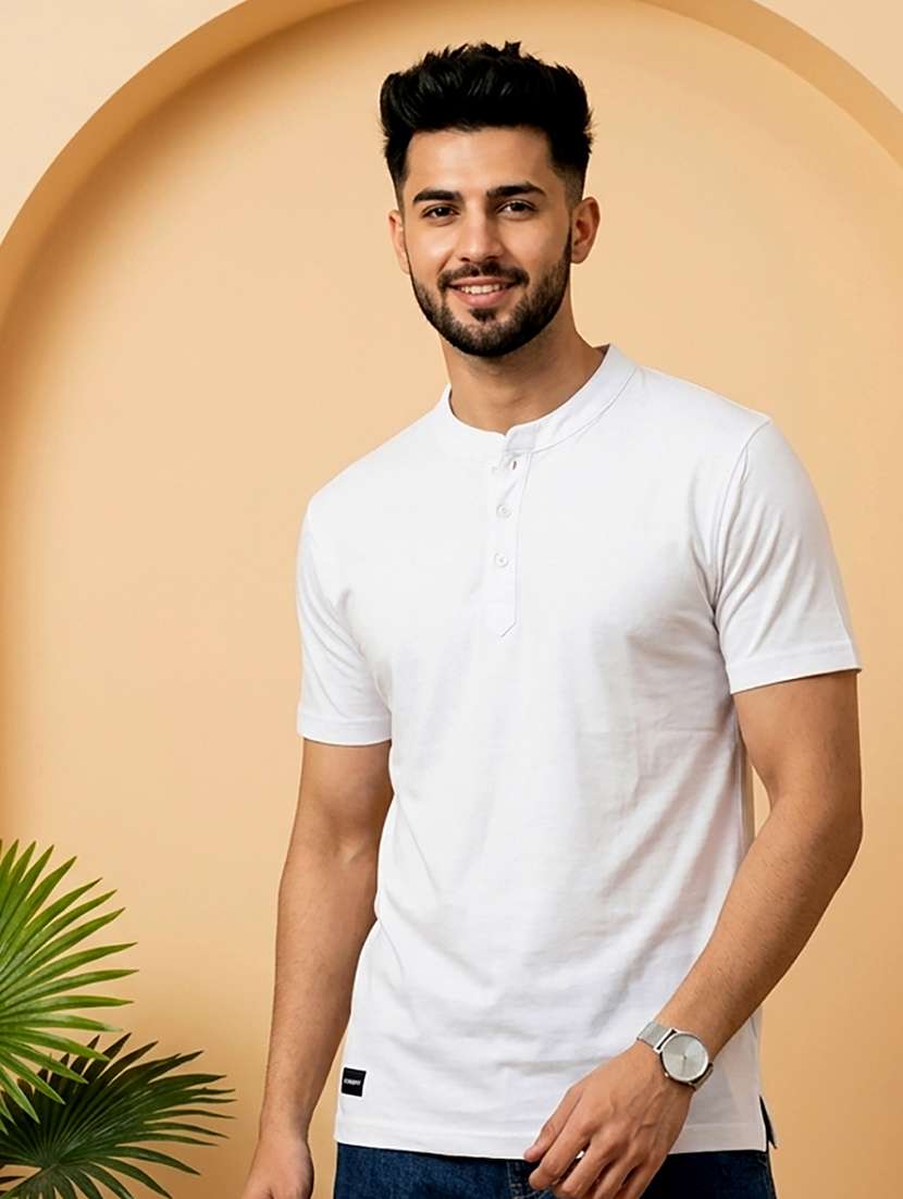 men solid short sleeve regular fit t-shirt
