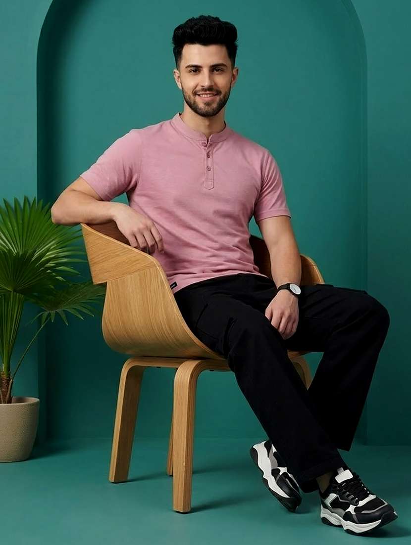 men solid short sleeve regular fit t-shirt - 22500034 -  Standard Image - 4